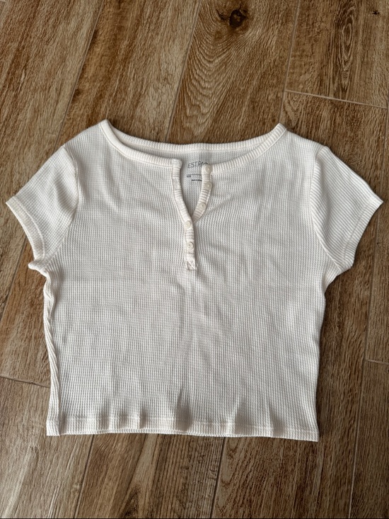 PacSun Tops - PacSun Cream Ribbed Henley Crop